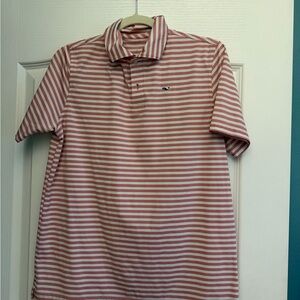 Vineyard Vines Youth Pink and White Striped Polo Shirt